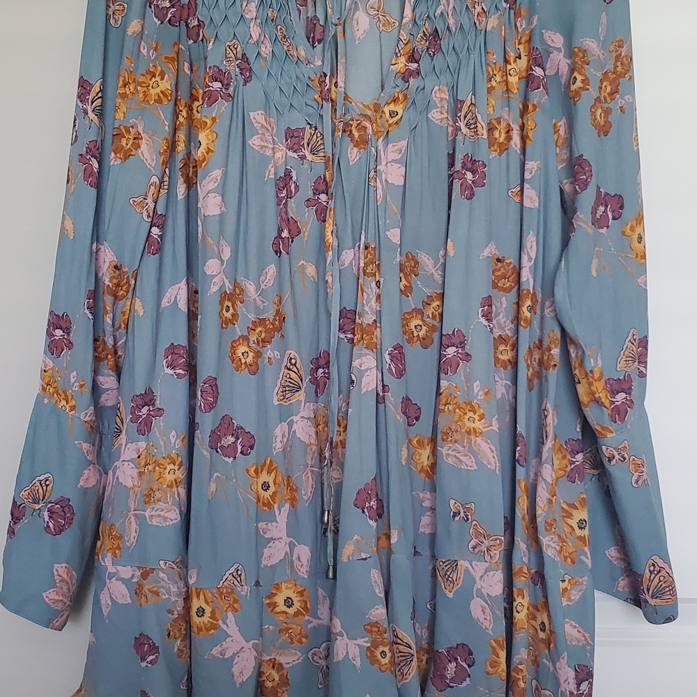 Free People Floral Tunic in Blue and Purple